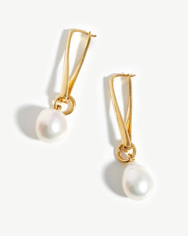 Personalized hoop earringsBaroque Pearl Twisted Drop Earrings | 18ct Gold Plated/Pearl