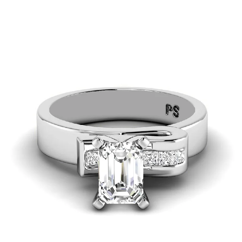 Men's Amethyst Engagement Rings in Sterling Silver with a Contemporary Geometric Setting0.60-3.10 CT Princess & Emerald Cut Lab Grown Diamonds - Engagement Ring