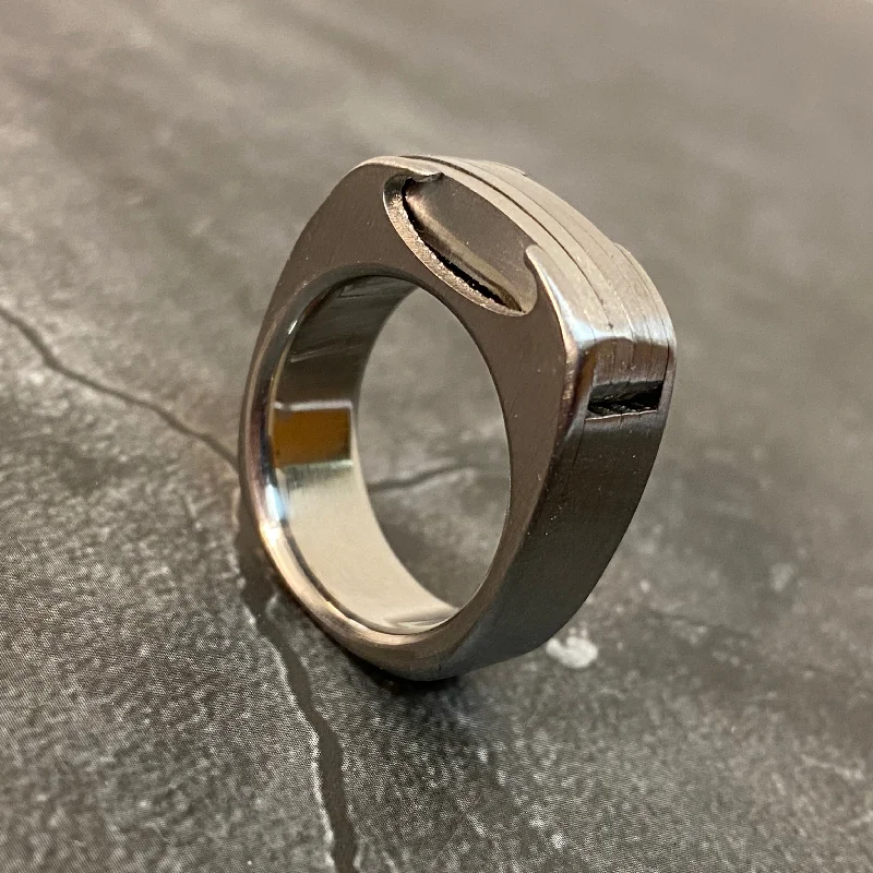 Titanium Rings with a Micro - Inlaid Gemstone for a Subtle SparkleThe Man Ring Version 2.0 Titanium Rings with a Micro - Inlaid Gemstone for a Subtle SparkleThe Man Ring Version 2.0