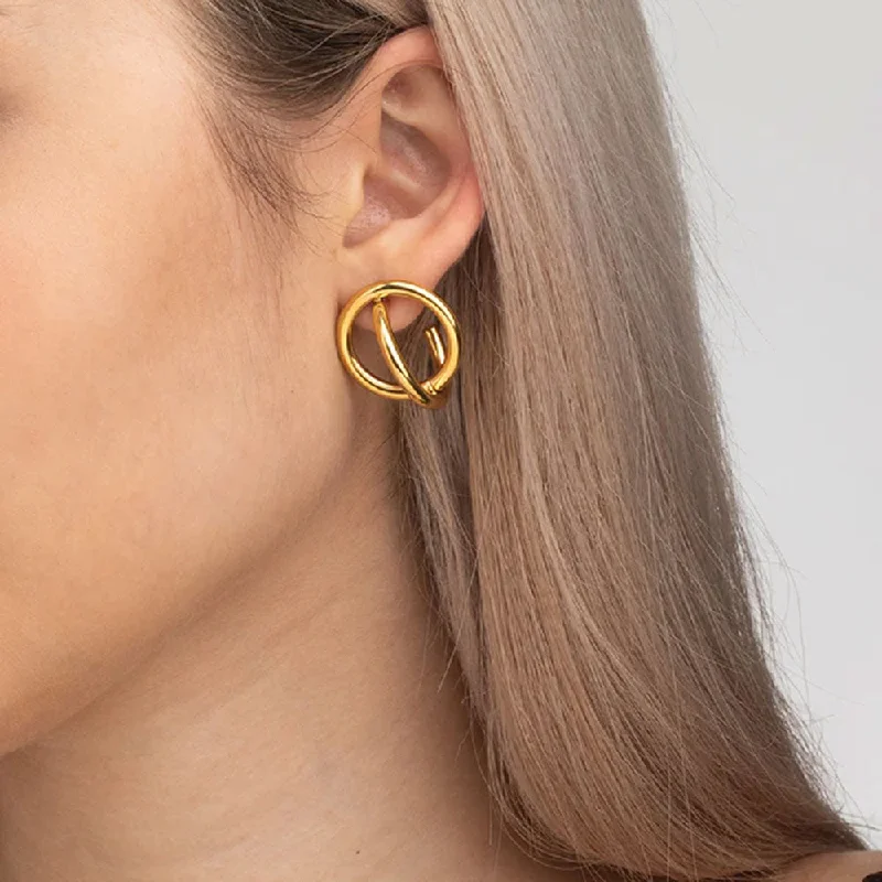 Diamond - Encrusted Women's Rings for Special Occasions in 18K GoldDouble Circle Hoop Earrings