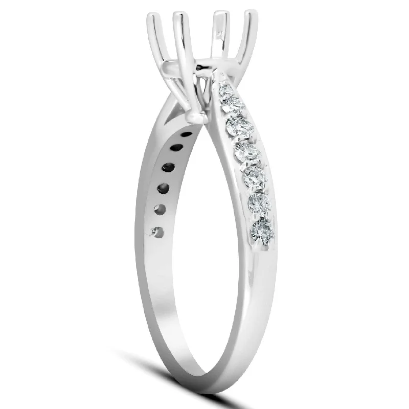 Art Deco - Inspired Women's Diamond Rings with Geometric Designs and Baguette - Cut Diamonds1/3 Ct Diamond Engagement Ring Semi Mount Tapered Setting 14k White Gold