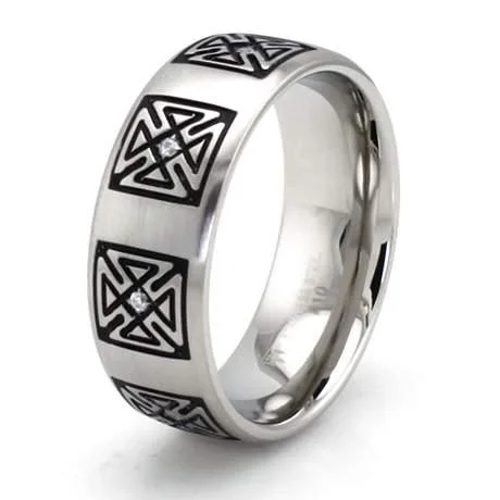 Men's amethyst - filled rings for a purple eleganceStainless Steel Celtic Cross Cubic Zirconia Ring -8mm Men's amethyst - filled rings for a purple eleganceStainless Steel Celtic Cross Cubic Zirconia Ring -8mm