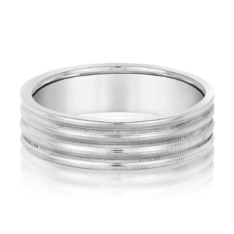 Men's cross - shaped rings for a religious statementMen's Alternating Milgrain Rows and Fine Textured Layers Band Men's cross - shaped rings for a religious statementMen's Alternating Milgrain Rows and Fine Textured Layers Band