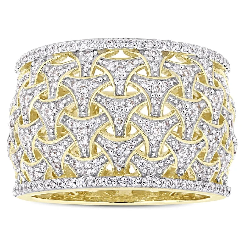 Vintage - Style Women's Diamond Rings with Floral - Engraved Bands and Multiple Diamond AccentsMiadora 14k Yellow Gold 3/4ct TDW Diamond Woven Anniversary Band Vintage - Style Women's Diamond Rings with Floral - Engraved Bands and Multiple Diamond AccentsMiadora 14k Yellow Gold 3/4ct TDW Diamond Woven Anniversary Band