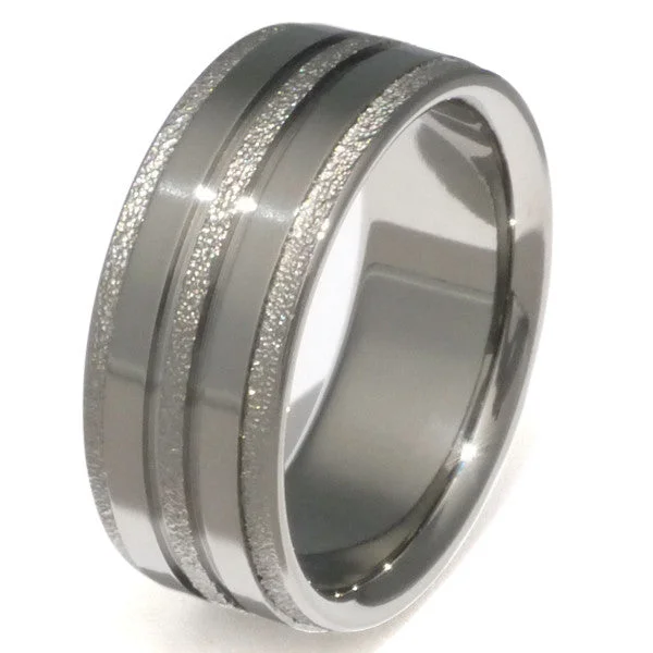 Titanium Rings with a Vintage - Style Filigree and Rhinestone DesignThe Slide - Frost Titanium Wedding Ring f22 Titanium Rings with a Vintage - Style Filigree and Rhinestone DesignThe Slide - Frost Titanium Wedding Ring f22