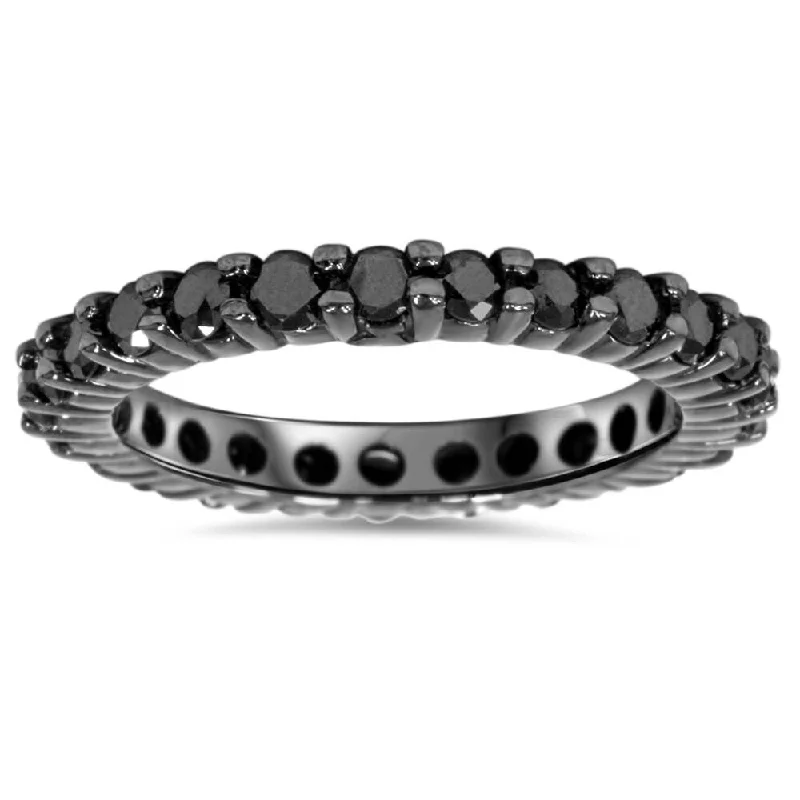Pear - Shaped Women's Diamond Rings in Yellow Gold with a Single - Diamond Pendant Look1ct Black Diamond Eternity Wedding Ring 14K Black Gold