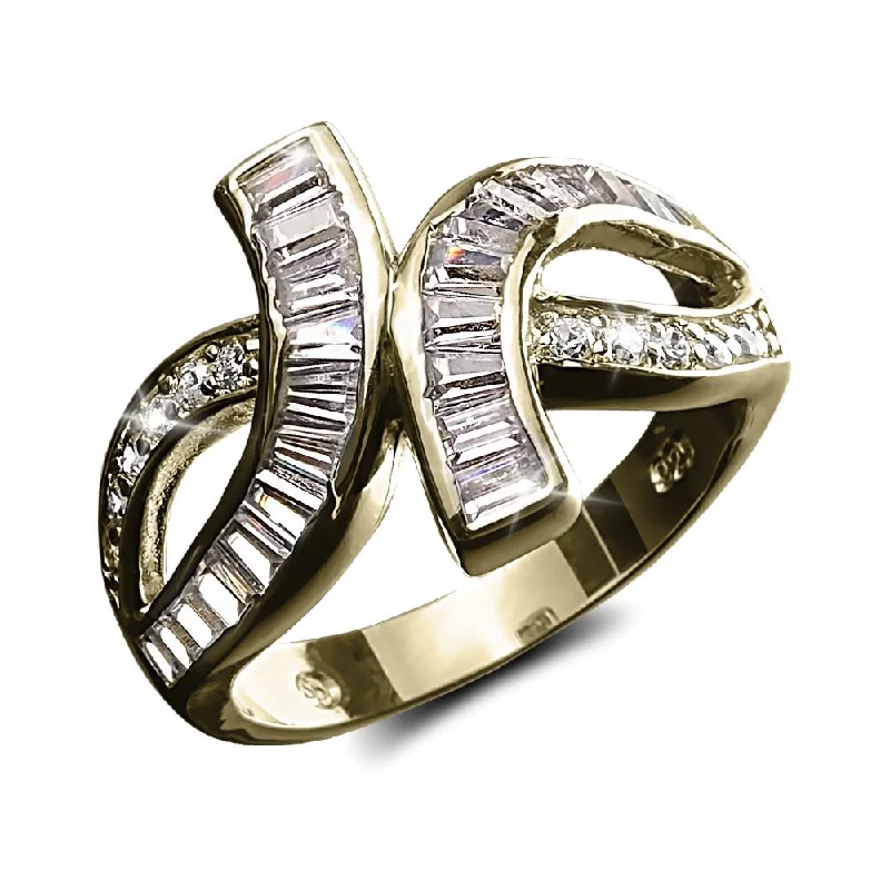 Women's Rings with Birthstones for a Personalized TouchBaguette Twist Ring Gold