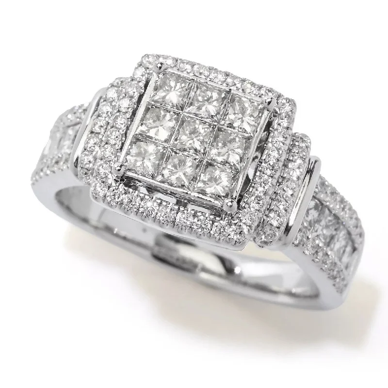 Three - Stone Women's Diamond Rings Symbolizing Past, Present, and Future with Emerald - Cut Diamonds14K White Gold 1.52ctw Princess & Round Diamond Ring - Size 7