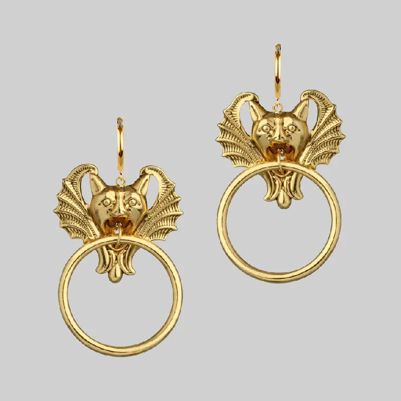 Chunky hoop earringsDRAKKAR. Gargoyle Knocker Hoop Earrings - Gold