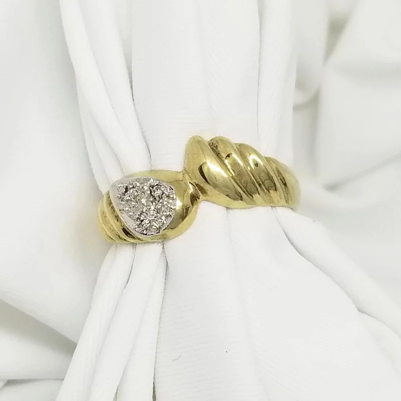 Women's Infinity Symbol Rings in Rose Gold for a Romantic TouchYellow Gold Ring with Grooves and Diamonds Women's Infinity Symbol Rings in Rose Gold for a Romantic TouchYellow Gold Ring with Grooves and Diamonds