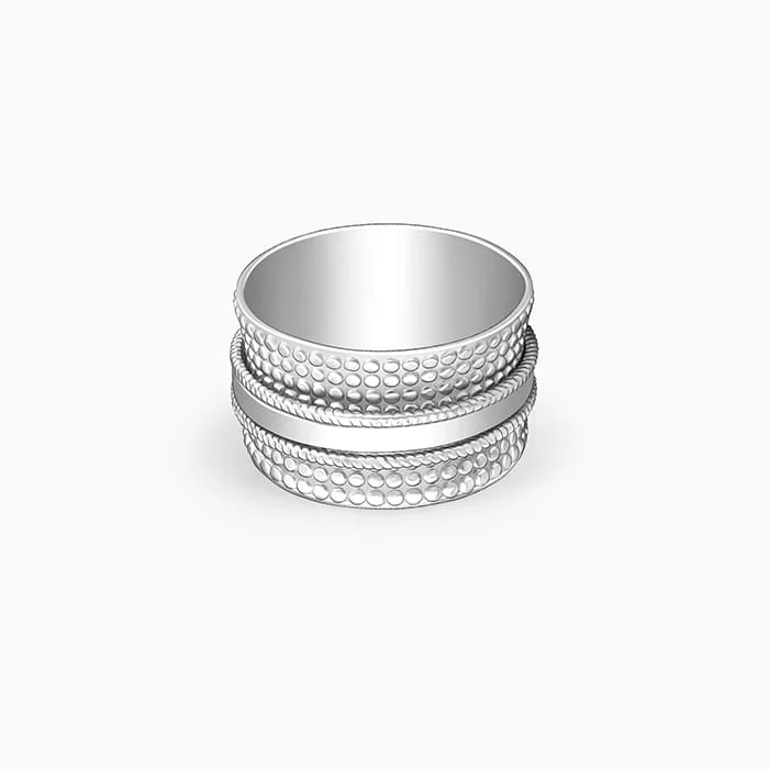 Stackable Gemstone Rings for Women in Amethyst, Sapphire, and EmeraldSilver Multi Pattern Ring