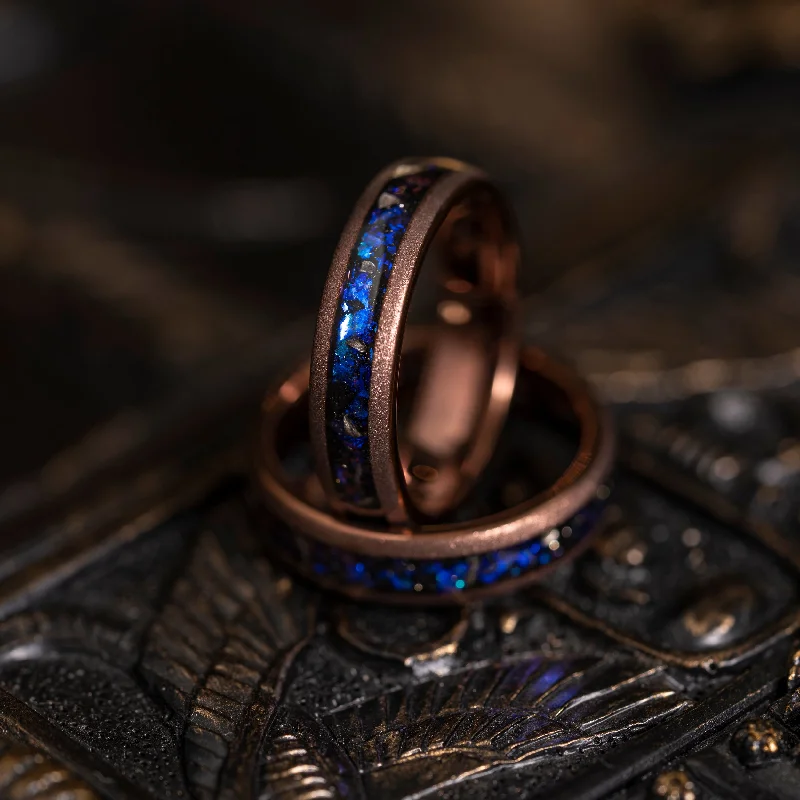 Women's 18K Gold Solitaire Diamond Ring for an Elegant Everyday Look"Zeus" Domed Nebula Ring- Meteorite and Opal- Smoked Rose Gold 5mm Womens Women's 18K Gold Solitaire Diamond Ring for an Elegant Everyday Look"Zeus" Domed Nebula Ring- Meteorite and Opal- Smoked Rose Gold 5mm Womens