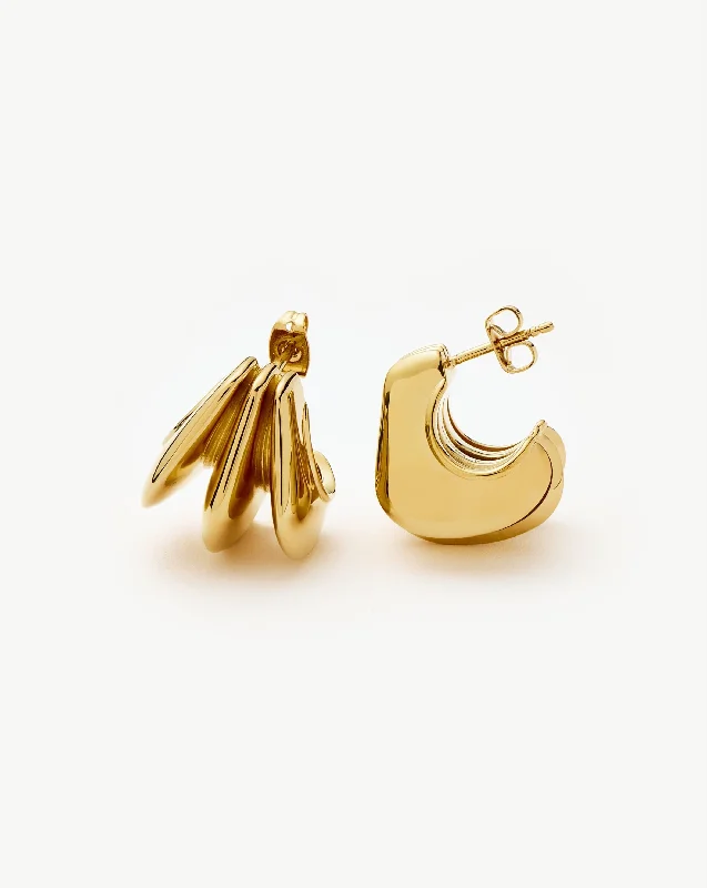 Everyday hoop earringsHera Dome Triple Ridge Hoop Earrings | Gold Plated
