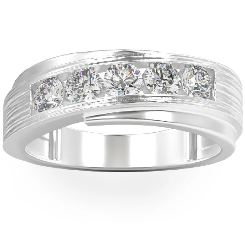 Channel - Set Women's Diamond Rings with Diamonds Securely Held in a Metal Groove for Durability1Ct Lab Grown Diamond Men's Ring Brushed Wedding Band White Rose or Yellow Gold Channel - Set Women's Diamond Rings with Diamonds Securely Held in a Metal Groove for Durability1Ct Lab Grown Diamond Men's Ring Brushed Wedding Band White Rose or Yellow Gold