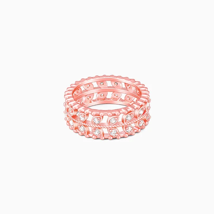 Magnetic Clasp Women's Rings for Easy Wearing and RemovalRose Gold Elegant Leafy Zirconia Ring