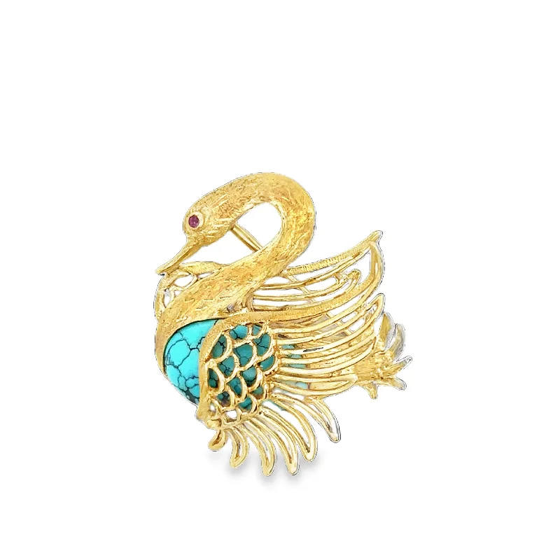 Asscher - cut diamond engagement ring with a pavé - set eternity band in platinumVintage Turquoise Swan Brooch in 18k Yellow Gold Asscher - cut diamond engagement ring with a pavé - set eternity band in platinumVintage Turquoise Swan Brooch in 18k Yellow Gold
