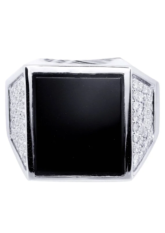 Princess - Cut Women's Diamond Rings in White Gold with a High - Clarity Diamond for a Modern LookWhite Gold Mens Diamond Ring| 0.67 Carats| 13.66 Grams