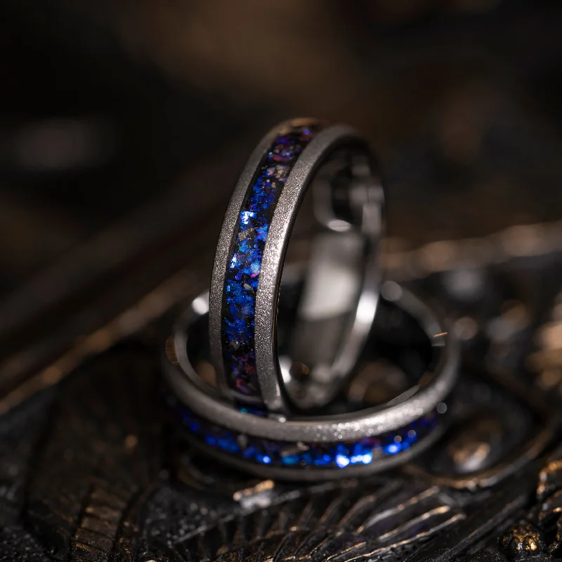 Boho - Style Women's Rings with Turquoise and Leather Accents"Zeus" Domed Nebula Ring- Meteorite and Opal- Silver 5mm Womens Boho - Style Women's Rings with Turquoise and Leather Accents"Zeus" Domed Nebula Ring- Meteorite and Opal- Silver 5mm Womens