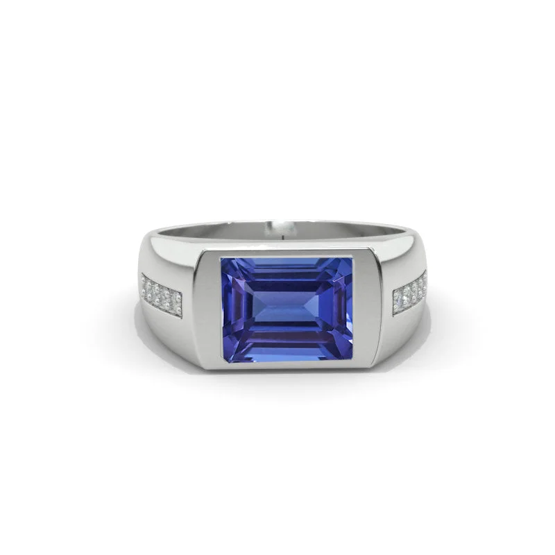 Men's sapphire - set rings for a royal blue hue2 Carat Natural Genuine Tanzanite Men's Gold Ring. Men's sapphire - set rings for a royal blue hue2 Carat Natural Genuine Tanzanite Men's Gold Ring.