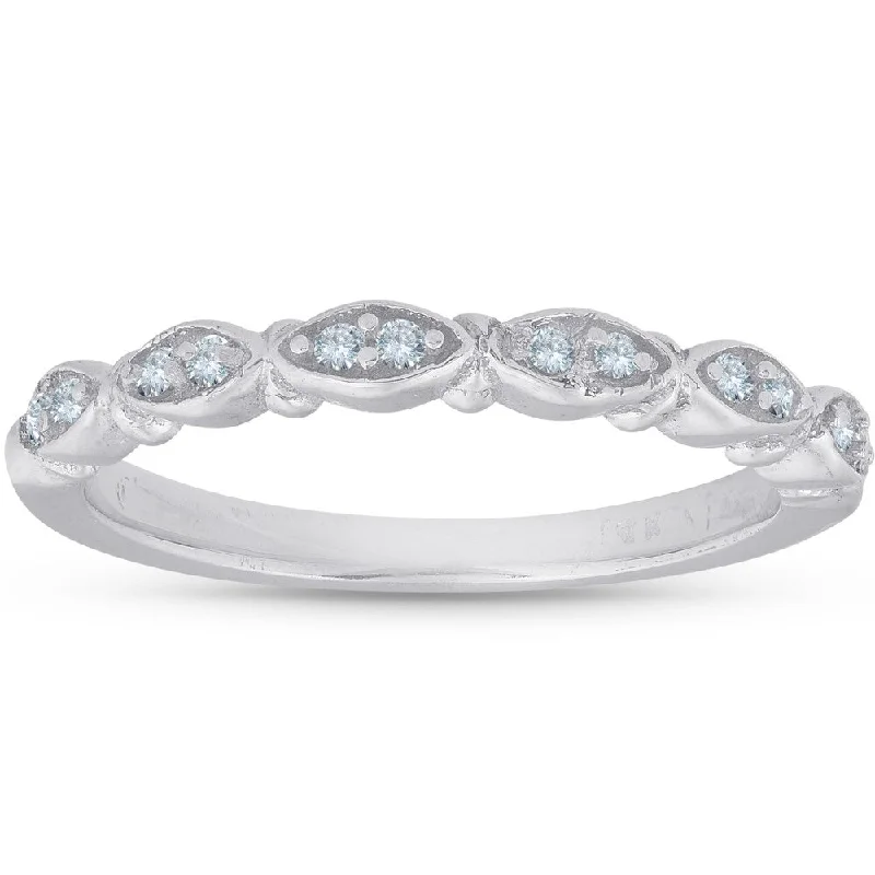 Tennis - Style Women's Diamond Rings with a Continuous Row of Diamonds for a Classic and Versatile Look1/10ct Vintage Diamond Wedding Ring Womens Marquise Shape Stackable Tennis - Style Women's Diamond Rings with a Continuous Row of Diamonds for a Classic and Versatile Look1/10ct Vintage Diamond Wedding Ring Womens Marquise Shape Stackable