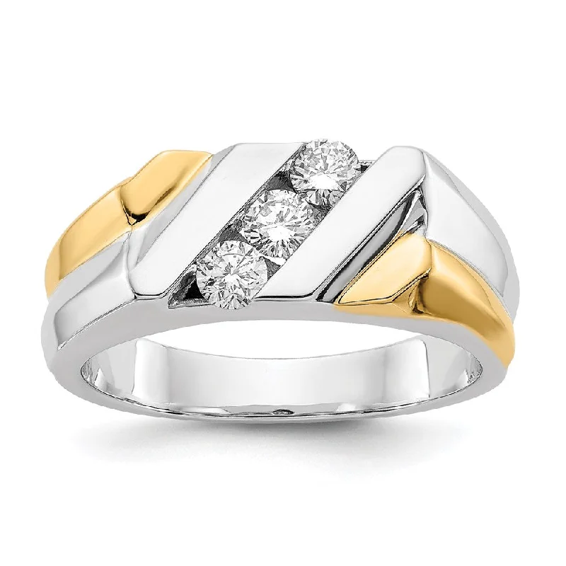Men's sapphire - set rings for a royal blue hue14k Two-tone Gold Diamond Mens Ring