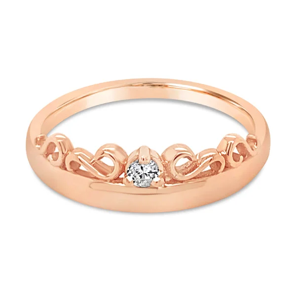 Women's Diamond Rings with Sapphire Accents in Blue for a Colorful and Sophisticated Touch9ct Rose Gold Coronet Filigree Diamond Ring Women's Diamond Rings with Sapphire Accents in Blue for a Colorful and Sophisticated Touch9ct Rose Gold Coronet Filigree Diamond Ring