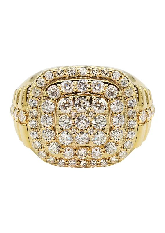 Women's Solitaire Diamond Rings with Round - Cut Diamonds and Platinum Settings for an Elegant EngagementMens Diamond Ring | 3.26 Carats | 14.27 Grams