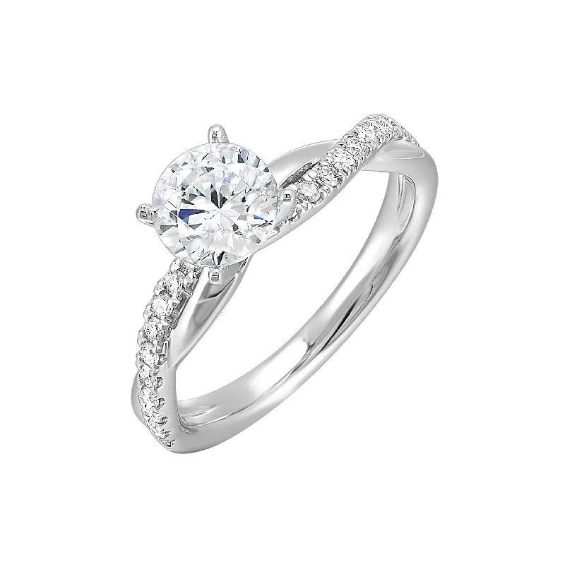 Art Deco - Inspired Women's Diamond Rings with Geometric Designs and Baguette - Cut DiamondsThollot-Colorado Cut 14K White Gold .20ctw 4 Prong Style Diamond Semi-Mount Engagement Ring Art Deco - Inspired Women's Diamond Rings with Geometric Designs and Baguette - Cut DiamondsThollot-Colorado Cut 14K White Gold .20ctw 4 Prong Style Diamond Semi-Mount Engagement Ring