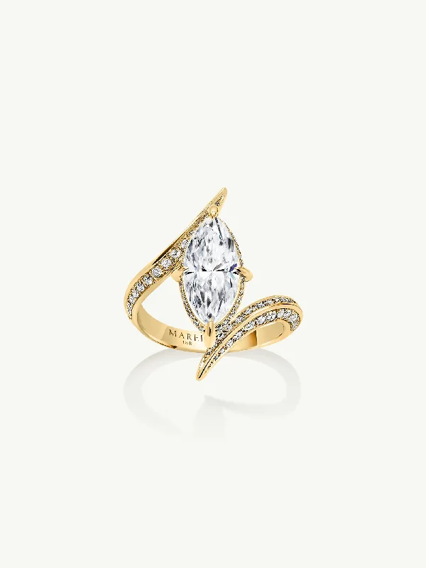 Magnetic Clasp Women's Rings for Easy Wearing and RemovalAyla Arabesque Engagement Ring With Brilliant Marquise-Cut White Diamond & Pavé-Set Brilliant White Diamonds In 18K Yellow Gold Magnetic Clasp Women's Rings for Easy Wearing and RemovalAyla Arabesque Engagement Ring With Brilliant Marquise-Cut White Diamond & Pavé-Set Brilliant White Diamonds In 18K Yellow Gold