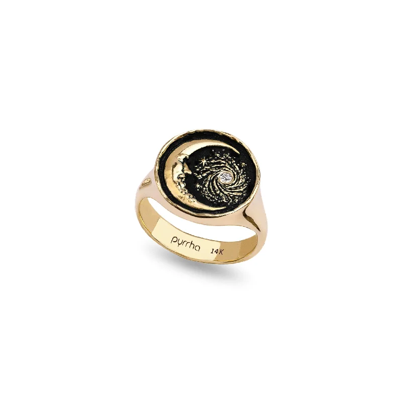 Women's Rings with Birthstones for a Personalized TouchTrust the Universe 14K Gold Diamond Set Signet Ring Women's Rings with Birthstones for a Personalized TouchTrust the Universe 14K Gold Diamond Set Signet Ring