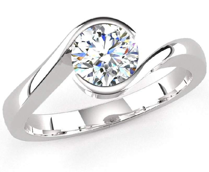 Women's Diamond Rings with Sapphire Accents in Blue for a Colorful and Sophisticated TouchEthically Sourced Platinum Crossover Solitaire Diamond Engagement Ring Women's Diamond Rings with Sapphire Accents in Blue for a Colorful and Sophisticated TouchEthically Sourced Platinum Crossover Solitaire Diamond Engagement Ring