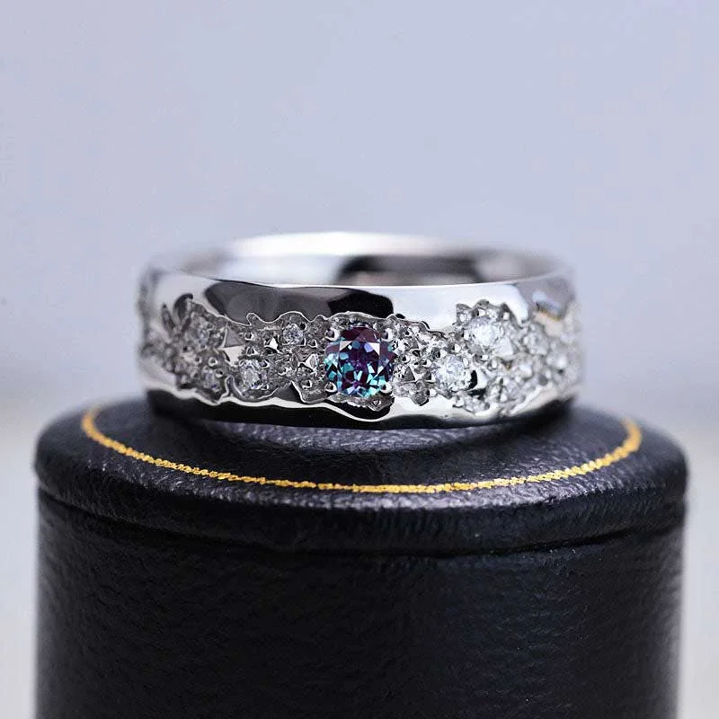 Men's rose - gold - plated rings for a trendy colorGrand Canyon Men's Ring Alexandrite Ring Men's rose - gold - plated rings for a trendy colorGrand Canyon Men's Ring Alexandrite Ring
