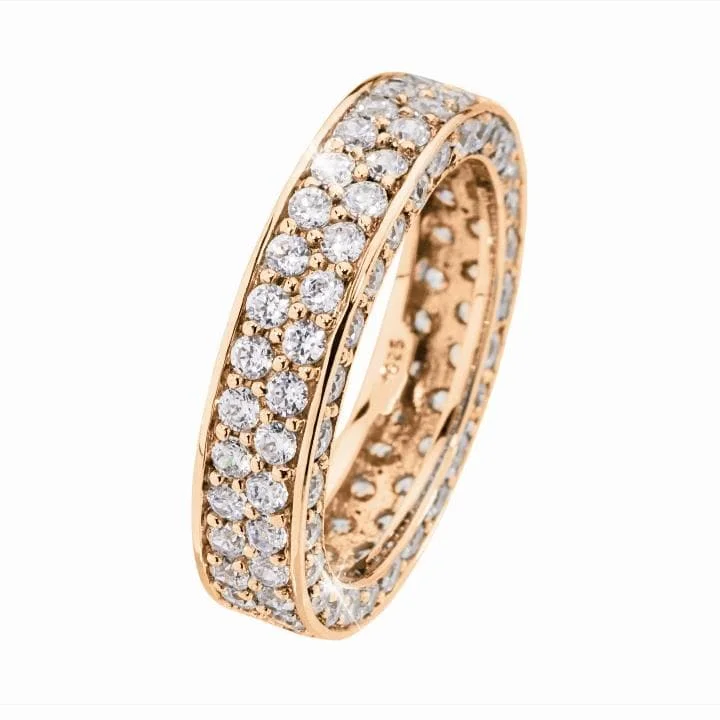Engagement - Inspired Women's Rings with a Halo of Small DiamondsRose Gold Florence Eternity Ring Engagement - Inspired Women's Rings with a Halo of Small DiamondsRose Gold Florence Eternity Ring