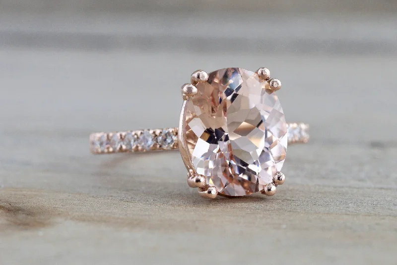 Men's lightweight rings for all - day comfort14k Rose Gold Elongated Oval Cut Pink Morganite Diamond Engagement Ring Men's lightweight rings for all - day comfort14k Rose Gold Elongated Oval Cut Pink Morganite Diamond Engagement Ring
