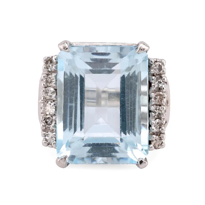 Amethyst and diamond engagement ring in a 18K gold and silver two - tone settingVintage 15.3 Carat Aquamarine Diamond 14K White Gold Cocktail Ring Amethyst and diamond engagement ring in a 18K gold and silver two - tone settingVintage 15.3 Carat Aquamarine Diamond 14K White Gold Cocktail Ring