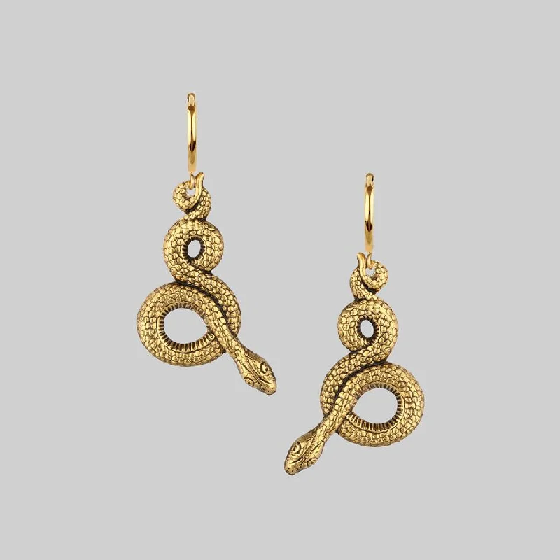 Beaded hoop earringsMOIRA. Snake Wrap Hoop Earrings - Gold