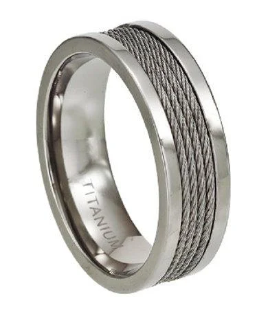 Men's magnetic rings for potential health benefitsMen’s Polished Titanium Ring with Four Center Cables | 8.3mm Men's magnetic rings for potential health benefitsMen’s Polished Titanium Ring with Four Center Cables | 8.3mm