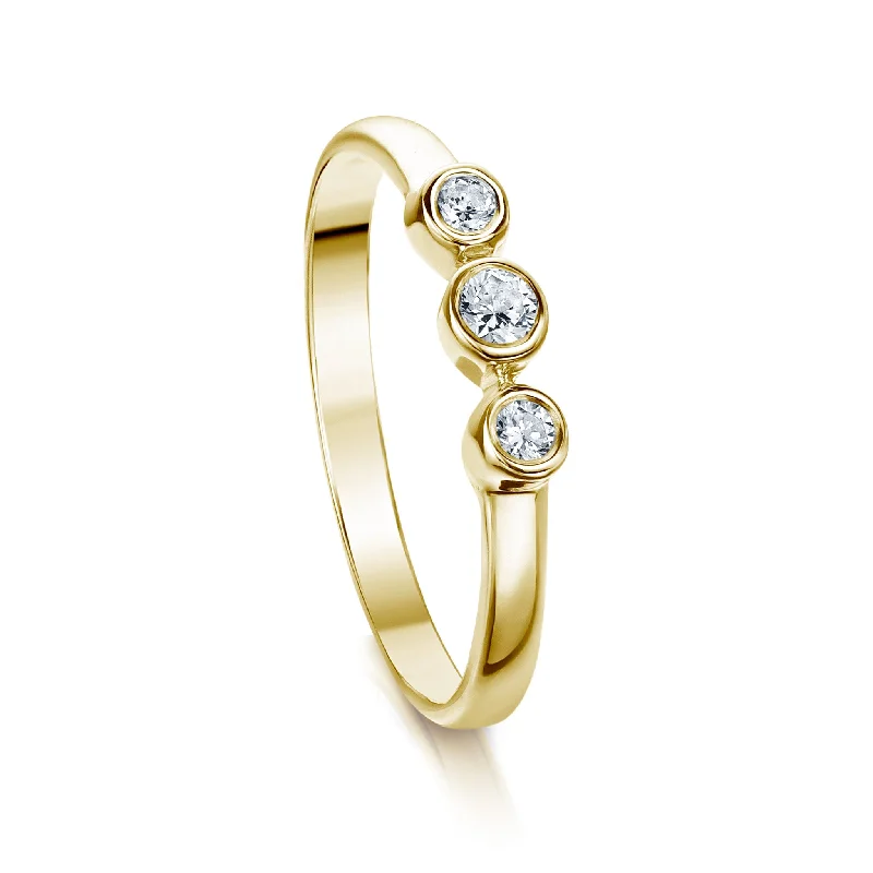 Women's Solitaire Diamond Rings with Round - Cut Diamonds and Platinum Settings for an Elegant EngagementTrilogy Diamond Ring in 9ct Yellow Gold Women's Solitaire Diamond Rings with Round - Cut Diamonds and Platinum Settings for an Elegant EngagementTrilogy Diamond Ring in 9ct Yellow Gold