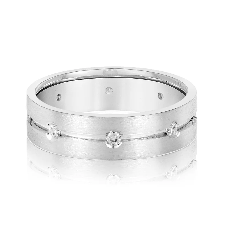 Men's leather - wrapped rings for a rustic charmCentral Groove Men's Diamond Wedding Band