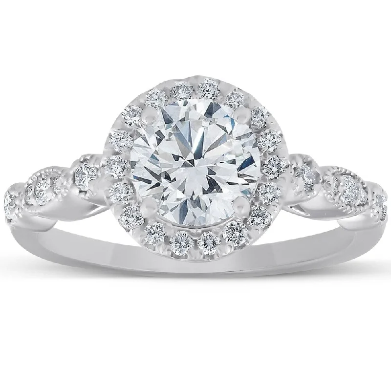 Women's Diamond Rings with Amethyst and Diamond Combinations for a Purple - Hued Elegance1 3/4 Ct Diamond Engagement Ring 14k White Gold Halo Enhanced Women's Diamond Rings with Amethyst and Diamond Combinations for a Purple - Hued Elegance1 3/4 Ct Diamond Engagement Ring 14k White Gold Halo Enhanced