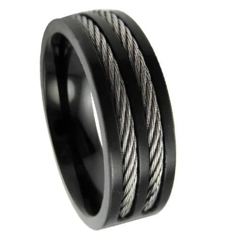 Men's zodiac - sign rings for a personalized touchMen’s Stainless Steel Black Cable Ring with Flat Face and Polished Finish | 8mm Men's zodiac - sign rings for a personalized touchMen’s Stainless Steel Black Cable Ring with Flat Face and Polished Finish | 8mm