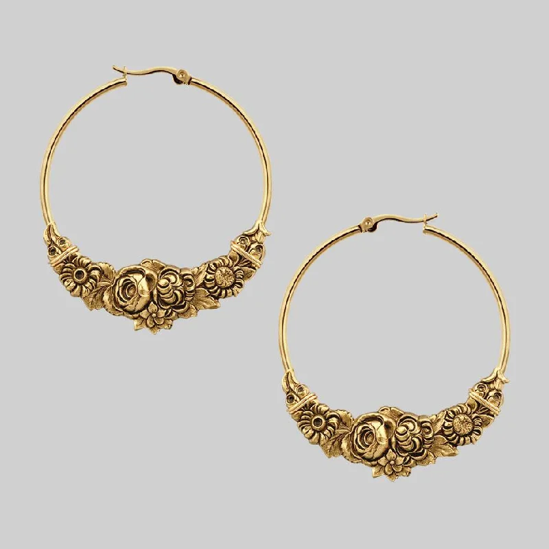 Gold hoop earringsEMINENCE. Romantic Floral Hoop Earrings - Gold