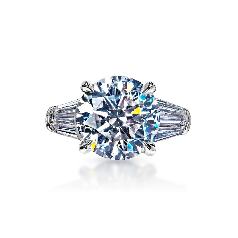 Three - Stone Women's Diamond Rings Symbolizing Past, Present, and Future with Emerald - Cut DiamondsAlanna 6 Carats E VS1 Round Brilliant Diamond Engagement Ring in Platinum Three - Stone Women's Diamond Rings Symbolizing Past, Present, and Future with Emerald - Cut DiamondsAlanna 6 Carats E VS1 Round Brilliant Diamond Engagement Ring in Platinum