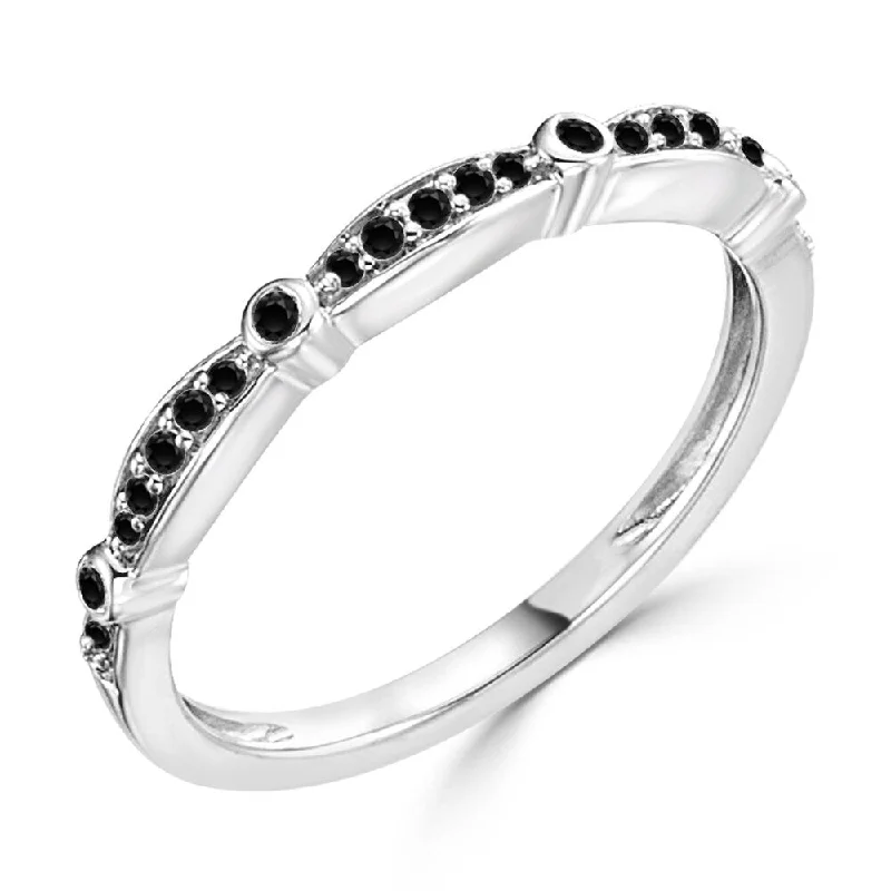 Women's Diamond Rings with Amethyst and Diamond Combinations for a Purple - Hued EleganceAuriya Petite Ultra-Thin Stackable Black Diamond Wedding Band 1/8ct TDW 10K Gold Women's Diamond Rings with Amethyst and Diamond Combinations for a Purple - Hued EleganceAuriya Petite Ultra-Thin Stackable Black Diamond Wedding Band 1/8ct TDW 10K Gold