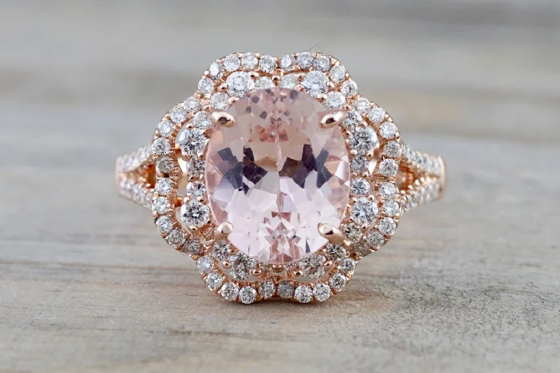 Men's sports - team logo rings for fans14k Rose Gold Oval Morganite Diamond Double Halo Engagement Ring Vintage Crown Dainty Men's sports - team logo rings for fans14k Rose Gold Oval Morganite Diamond Double Halo Engagement Ring Vintage Crown Dainty