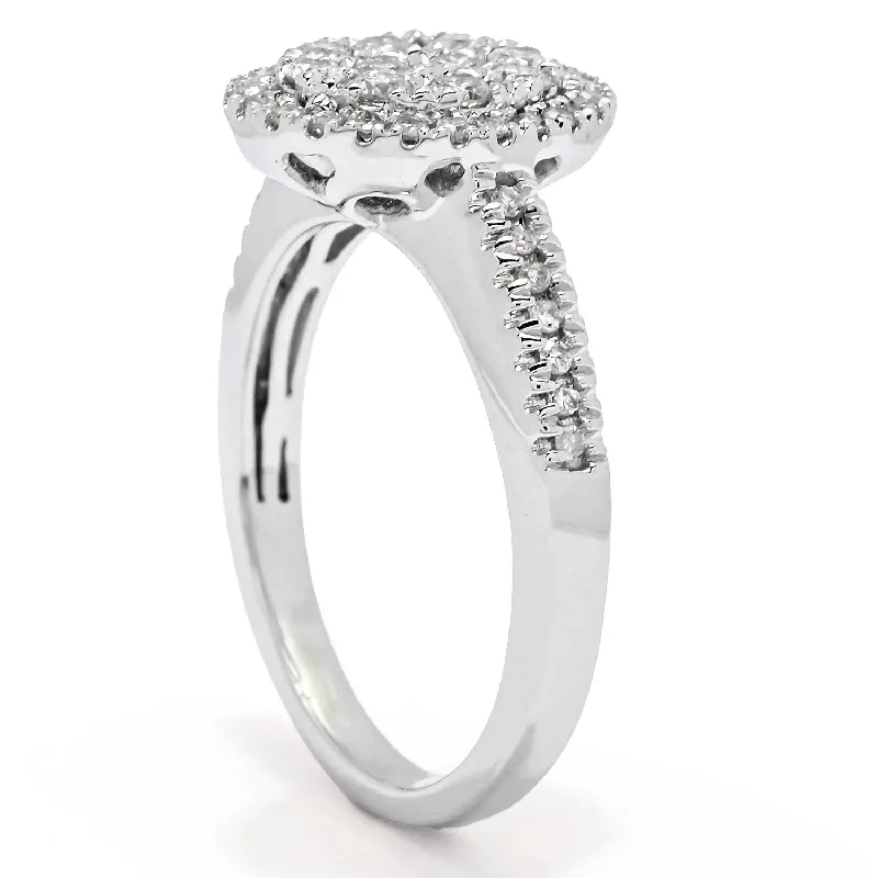 Women's Diamond Rings with Amethyst and Diamond Combinations for a Purple - Hued Elegance14K White Gold 0.50ctw Round Pave Diamond Ring- Size 7 Women's Diamond Rings with Amethyst and Diamond Combinations for a Purple - Hued Elegance14K White Gold 0.50ctw Round Pave Diamond Ring- Size 7