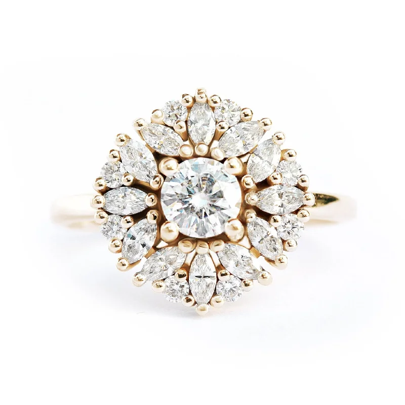 Vintage - Style Women's Diamond Rings with Floral - Engraved Bands and Multiple Diamond AccentsDelicate round art deco diamond engagement ring - "Harper" ♥ Vintage - Style Women's Diamond Rings with Floral - Engraved Bands and Multiple Diamond AccentsDelicate round art deco diamond engagement ring - "Harper" ♥