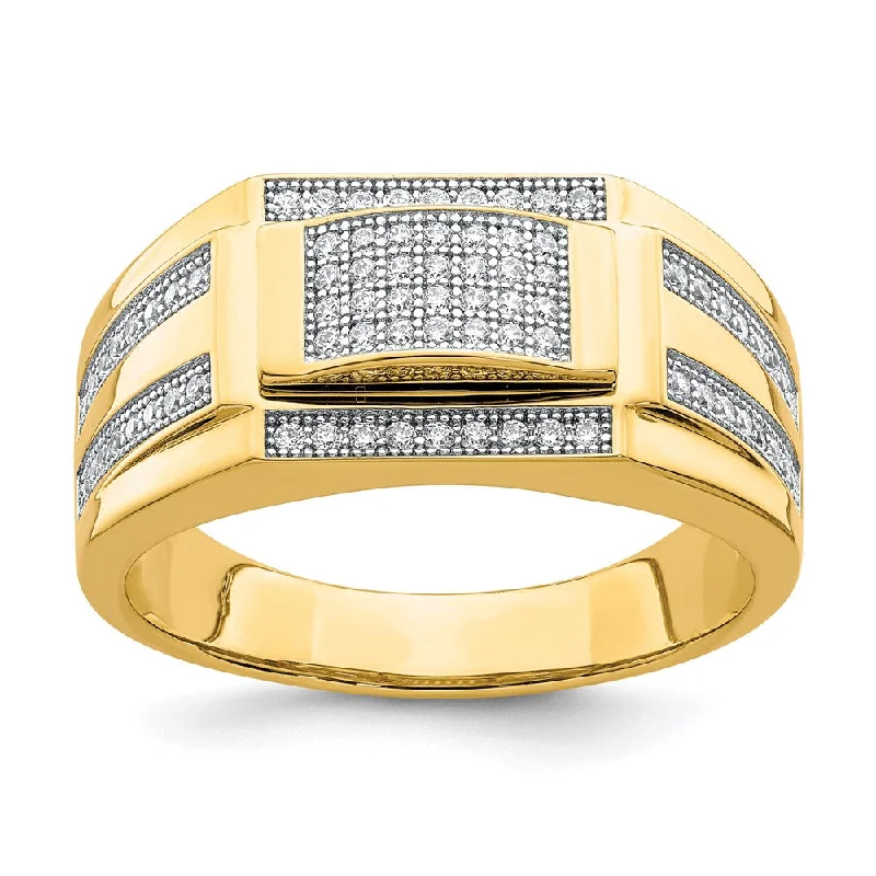 Men's citrine - studded rings for a sunny yellow shade10k Yellow Gold Men's CZ Signet Ring