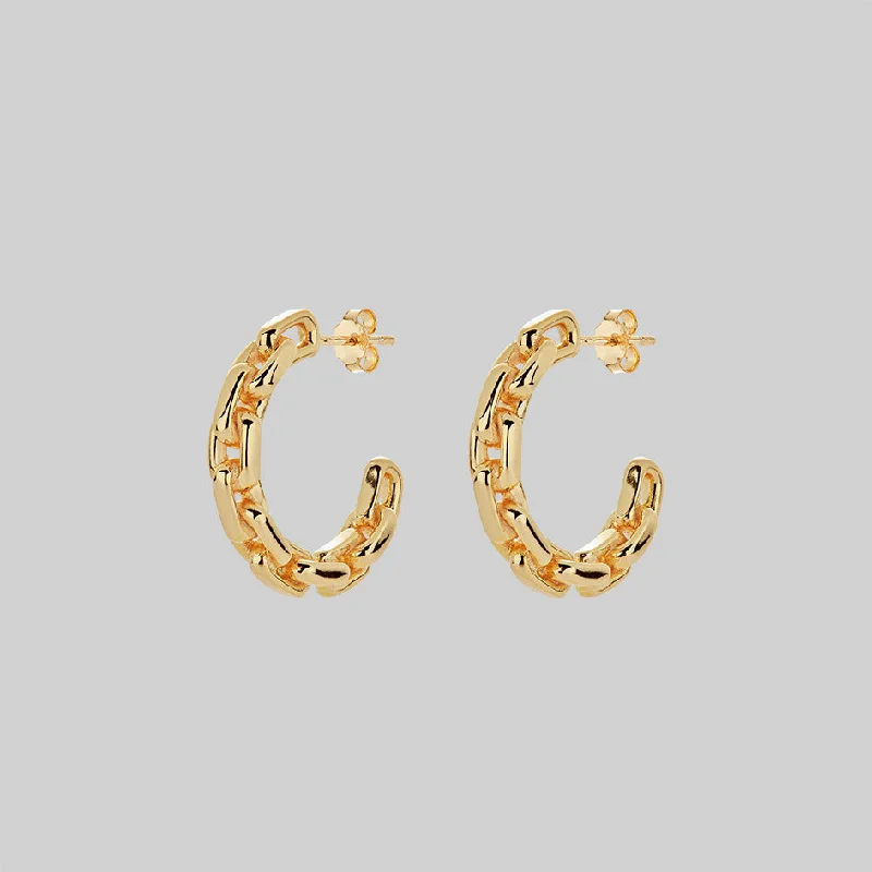 Hypoallergenic hoop earringsRESOLUTE. Chunky Chain Hoop Earrings - Gold