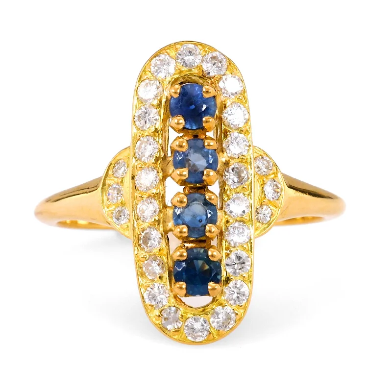 Cushion - cut diamond engagement ring with a halo of moissanite in a silver - plated bandVintage French Sapphire Diamond 18K Yellow Gold Navette Ring Cushion - cut diamond engagement ring with a halo of moissanite in a silver - plated bandVintage French Sapphire Diamond 18K Yellow Gold Navette Ring